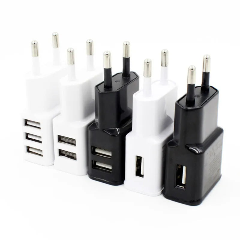 Universal 5V USB Power Adapter - AC to DC Charger, 1A/2A, EU/US Plug