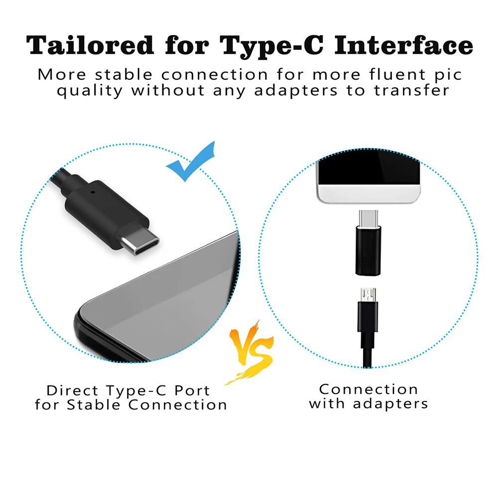 USB-C Endoscope Inspection Camera - 7mm Hard Cable, IP67 Waterproof