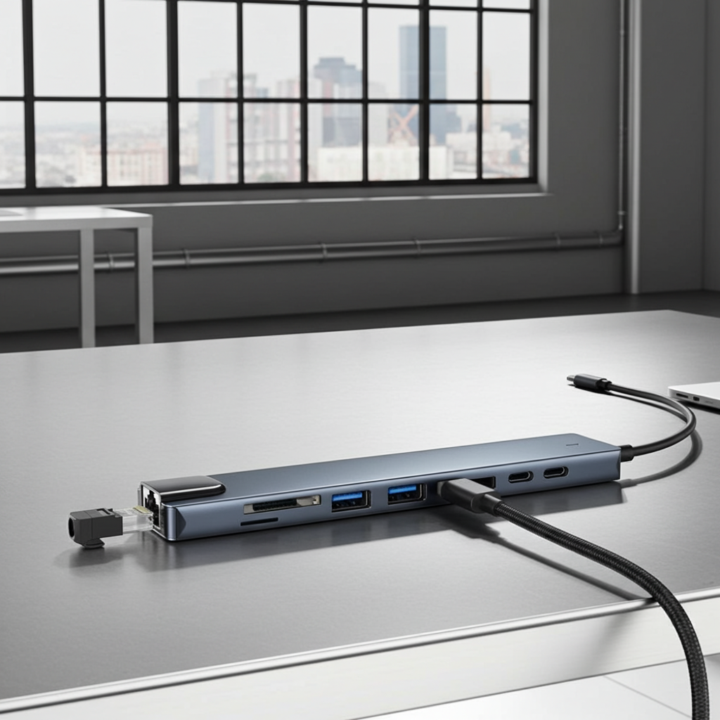 8-in-1 USB-C Hub Docking Station - 4K HDMI, RJ45, PD 100W, SD/TF