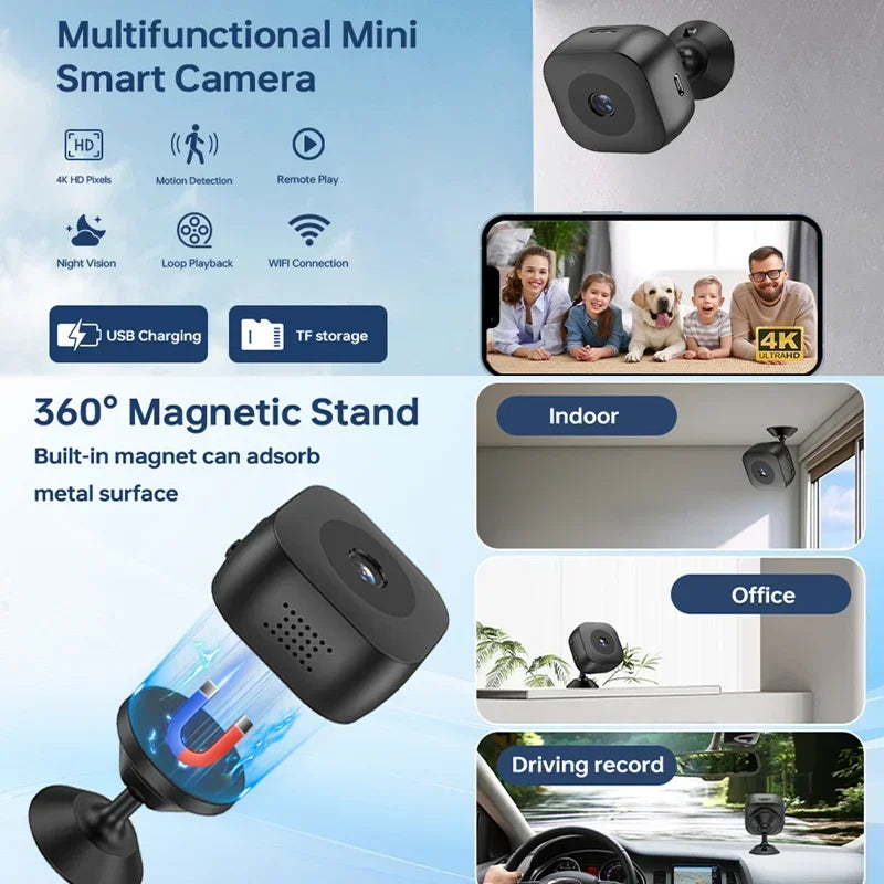 Mini 4K HD WiFi Security Camera with Remote Monitoring