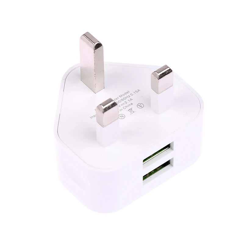 UK 3-Pin Wall Charger with USB Ports