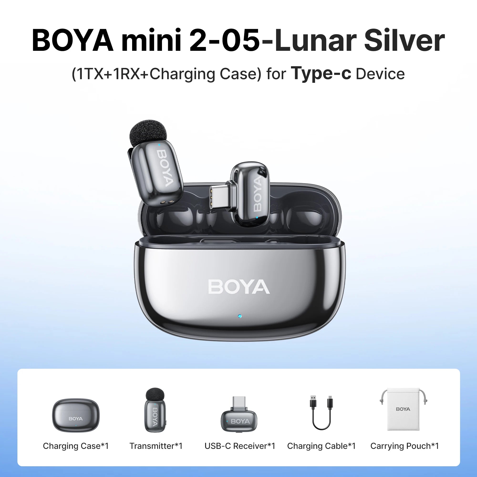 BOYA Mini 2 Wireless Lavalier Mic with AI Noise Reduction