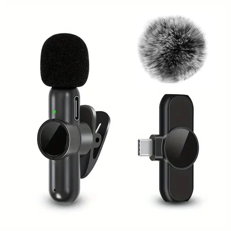 Wireless Lavalier Microphone with Windproof Cover