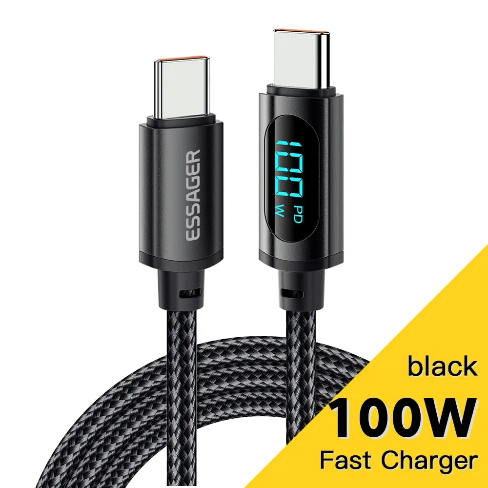 Essager 100W USB-C to USB-C Fast Charging Cable with LED Display