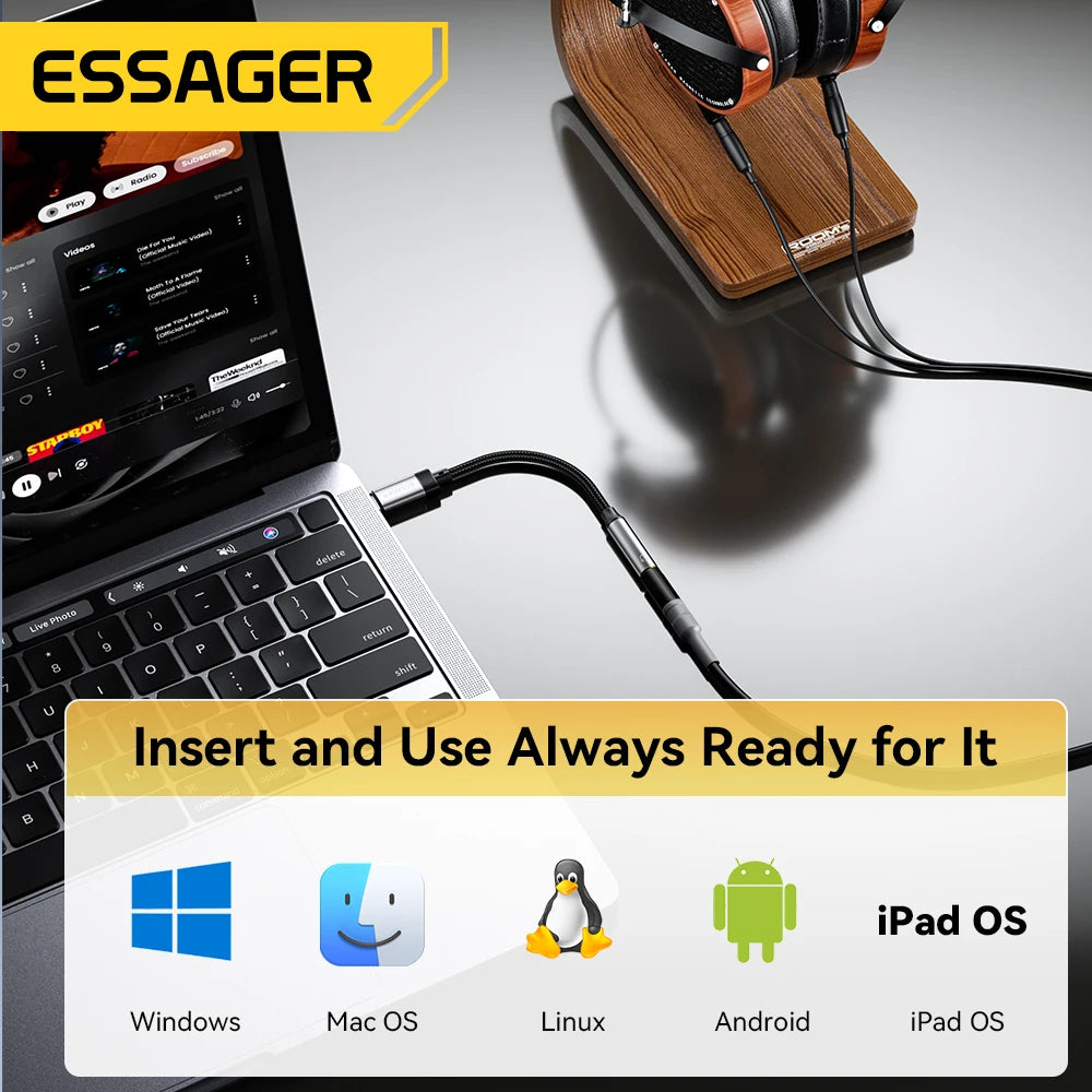 Essager Lightning & USB-C to 3.5mm Audio Adapter