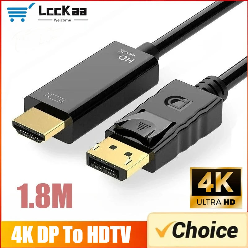 DisplayPort to HDMI Cable 4K - 1.8M DP to HDMI Adapter