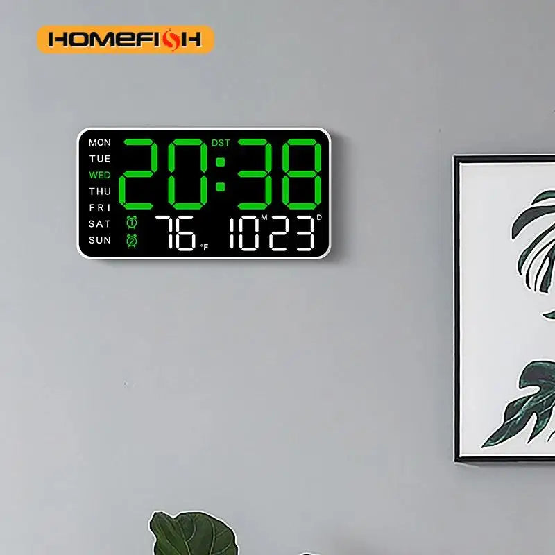 Giant LED Digital Wall Clock with Remote — Time, Temp & Date Display
