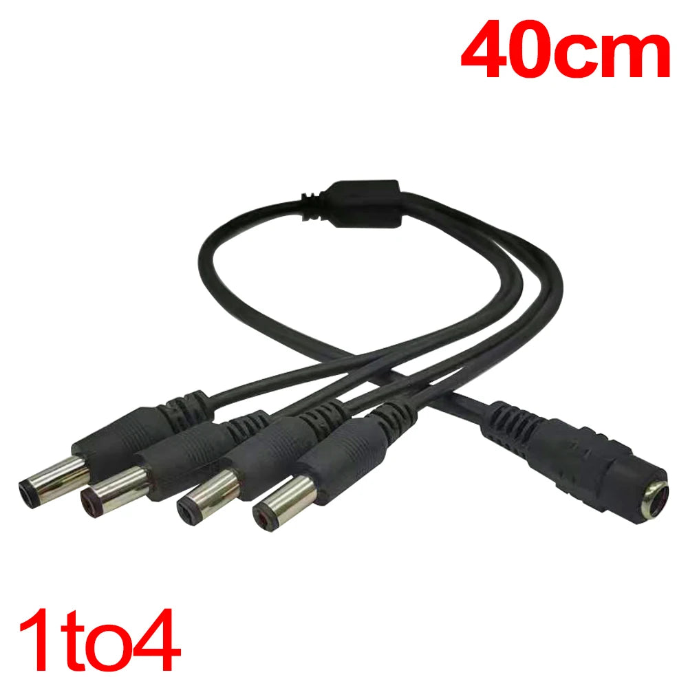 DC Power Splitter Cable — 1 to 8 Way, 5V/12V for LED & CCTV