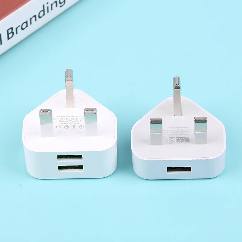UK 3-Pin Wall Charger with USB Ports
