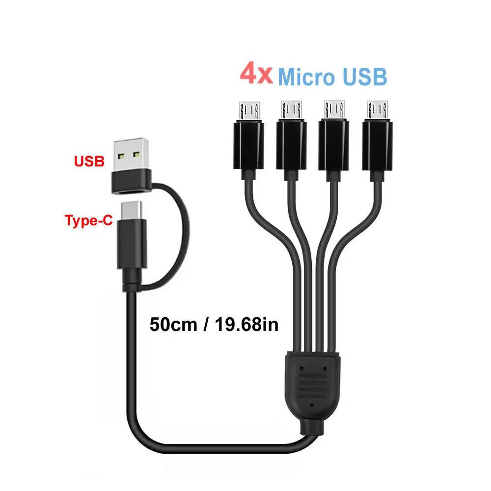 4-in-1 Multi USB Charging Cable — USB-C, Micro USB & PD Splitter