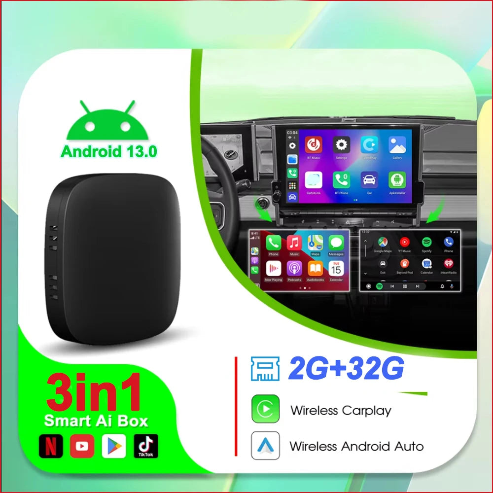 Android 13 Smart TV Box with Wireless CarPlay & Android Auto