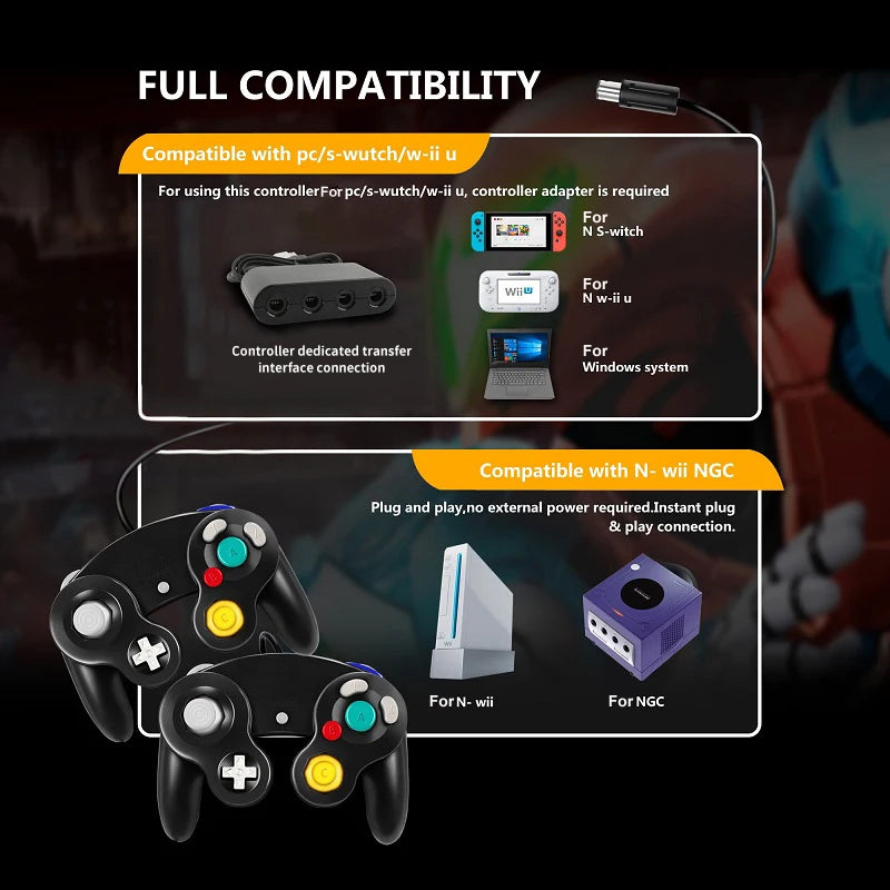 USB Wired Controller for Nintendo Switch & GameCube — PC Compatible