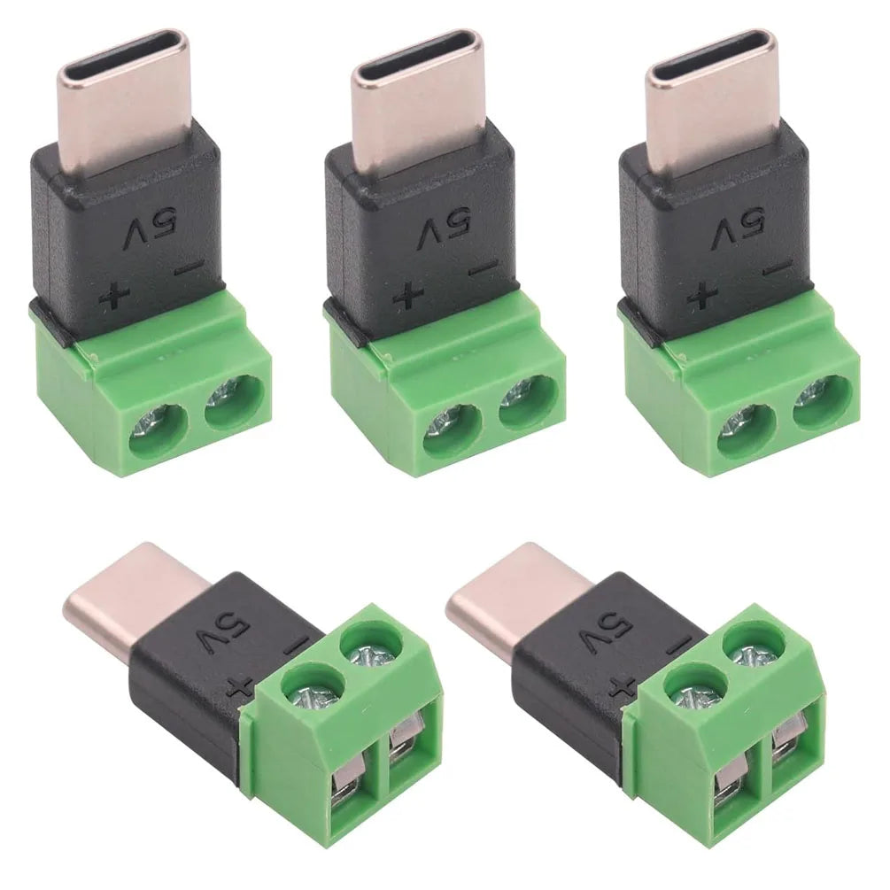 USB-C to 2-Pin No-Solder Quick Connect Terminal Adapter - 5 Pack