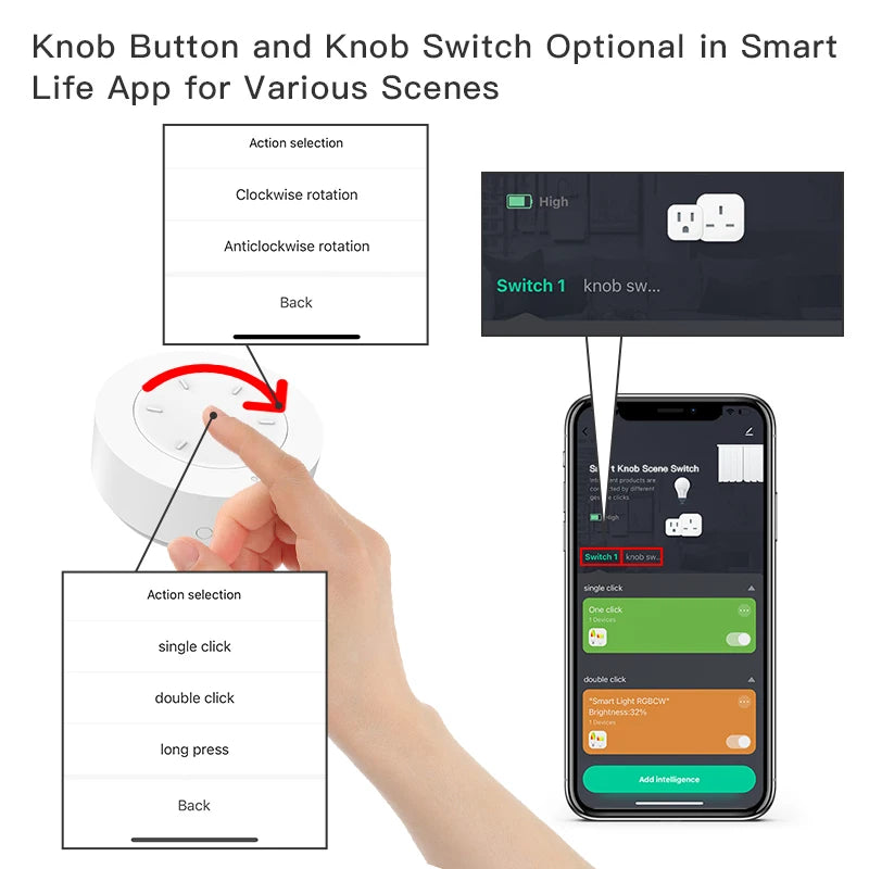 Tuya ZigBee Smart Knob Scene Switch — Lights, Curtains & More