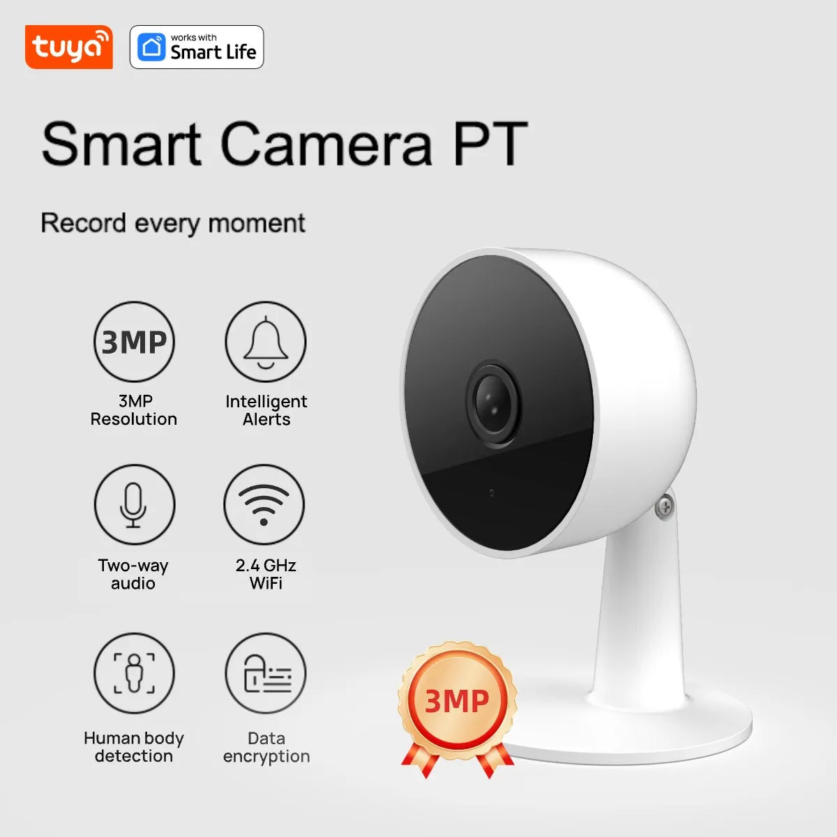 Tuya Smart 3MP HD Indoor Security Camera with Two-Way Audio