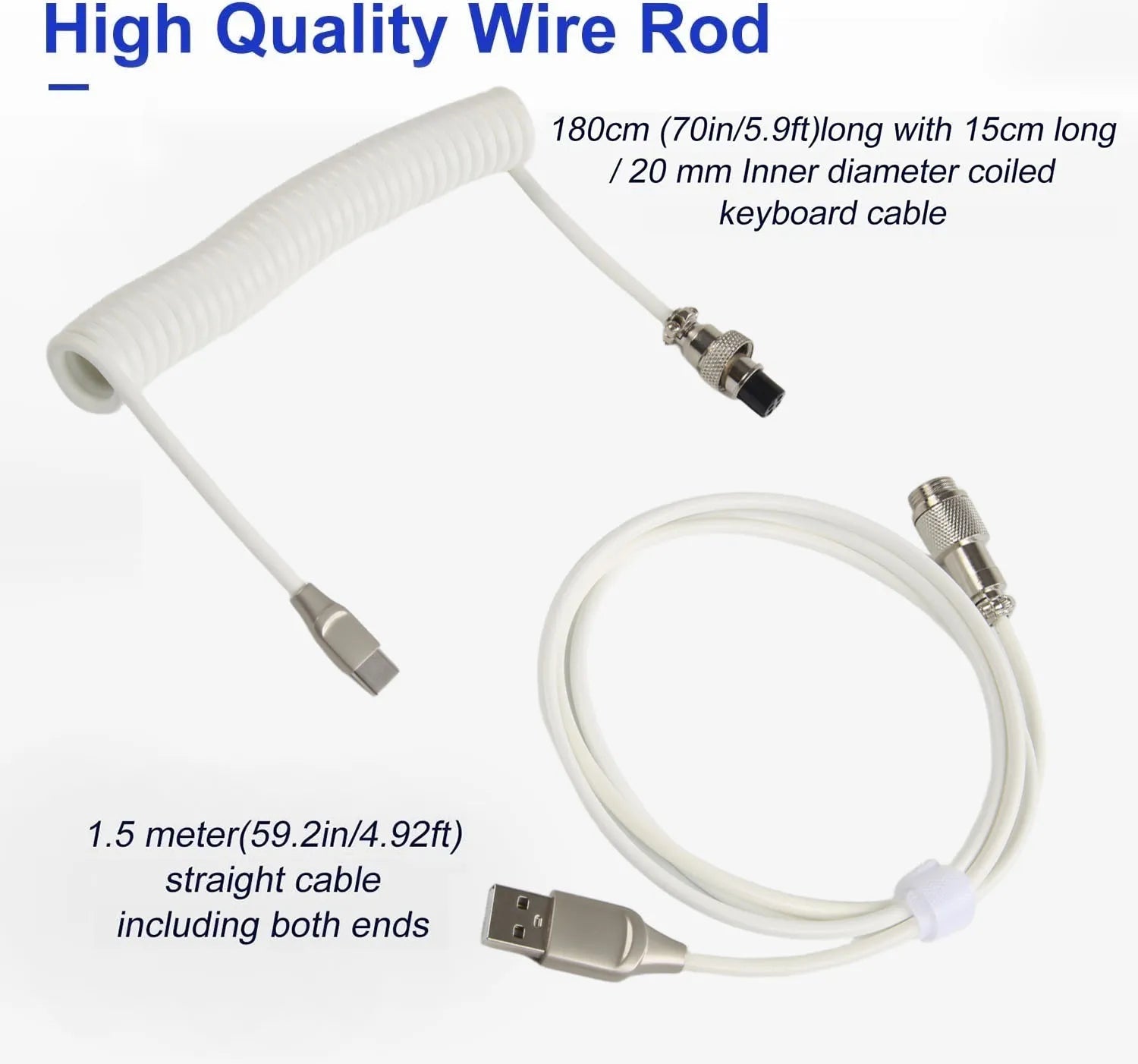 Mechanical Keyboard Coiled USB-C Cable with Aviator Connector - Up to 3M