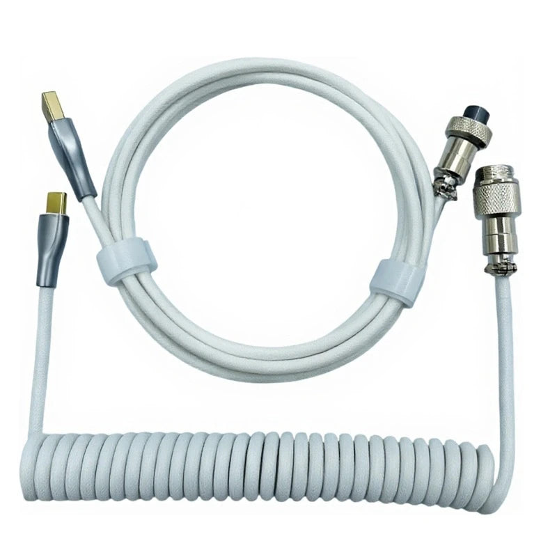 Mechanical Keyboard Coiled USB-C Cable with Aviator Connector - Up to 3M