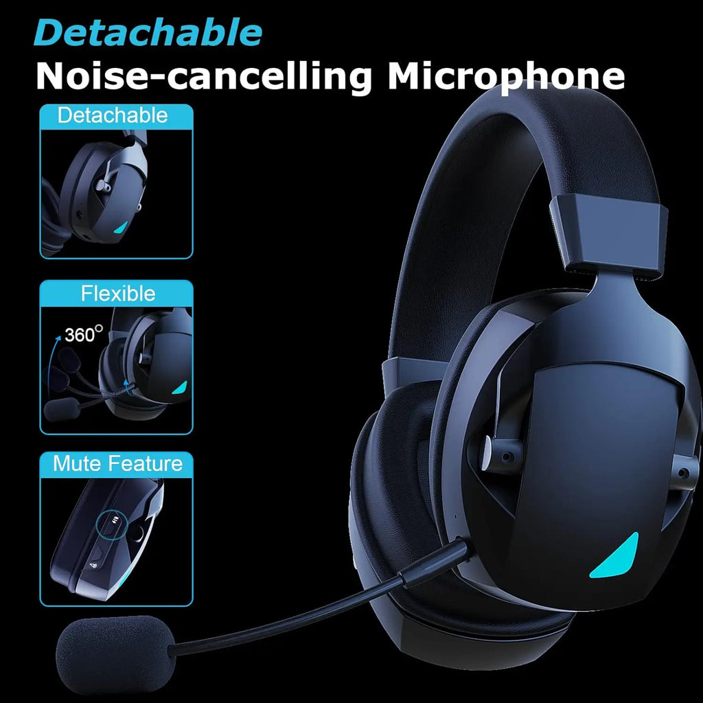 3-in-1 Gaming Headset — 2.4G Wireless, Bluetooth & Wired