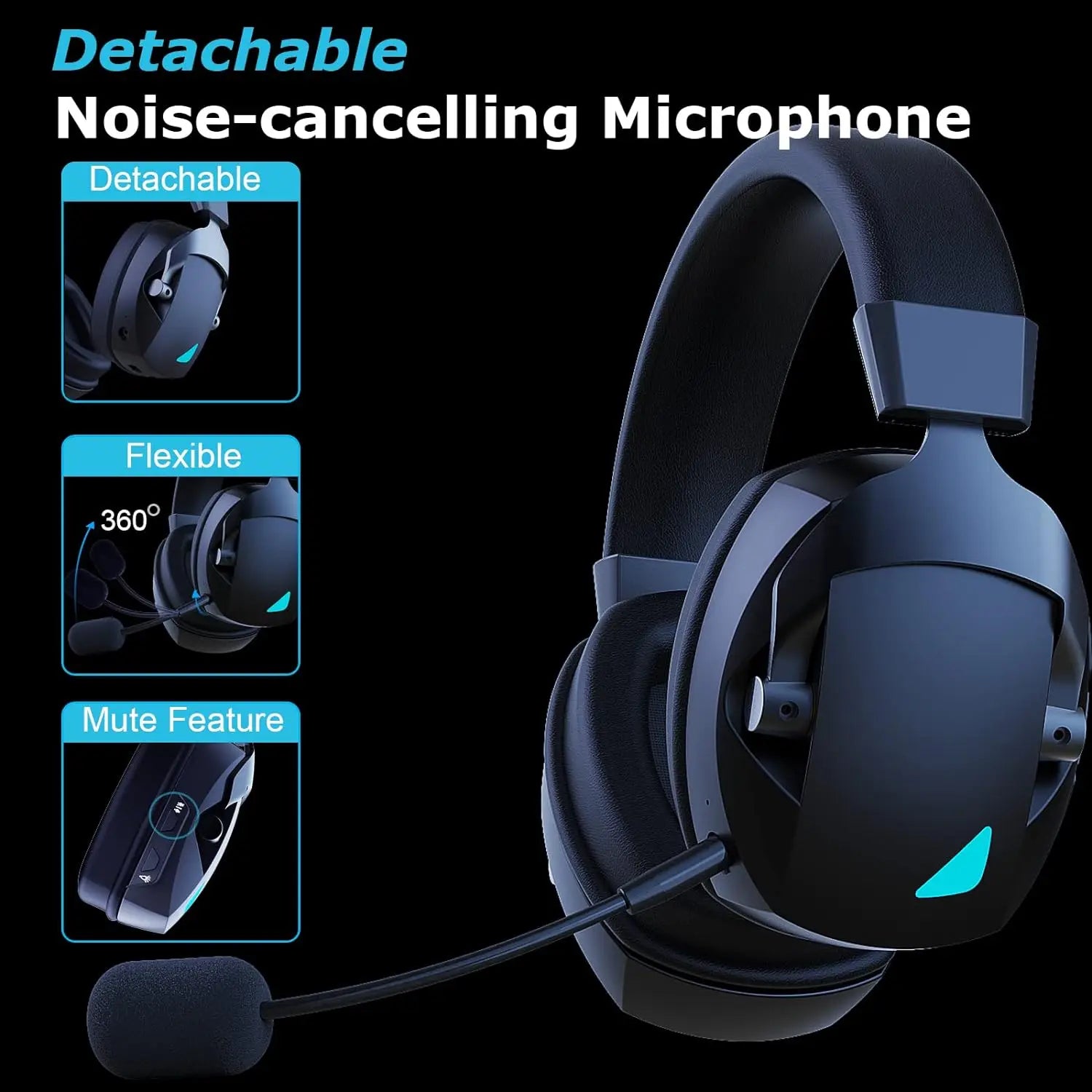 3-in-1 Gaming Headset — 2.4G Wireless, Bluetooth & Wired