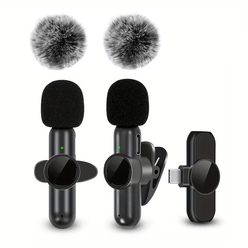 Wireless Lavalier Microphone with Windproof Cover