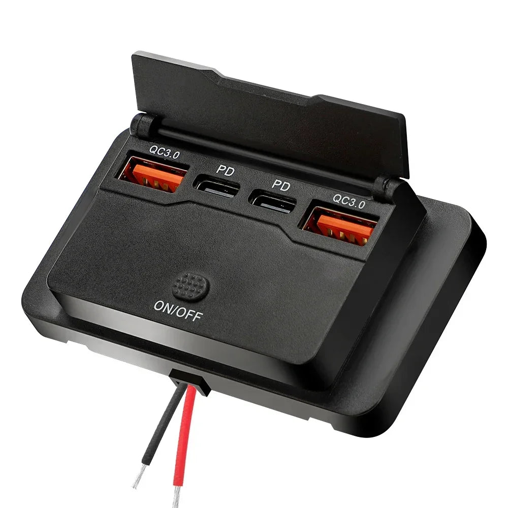 Car Charger Socket Adapter with Switch - PD & QC3.0, 12V/24V, 96W