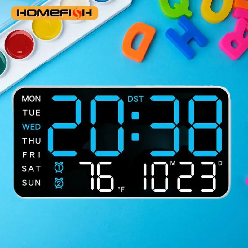 Giant LED Digital Wall Clock with Remote — Time, Temp & Date Display