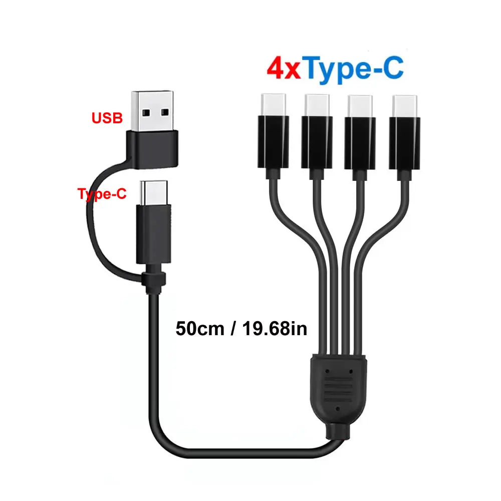 4-in-1 Multi USB Charging Cable — USB-C, Micro USB & PD Splitter