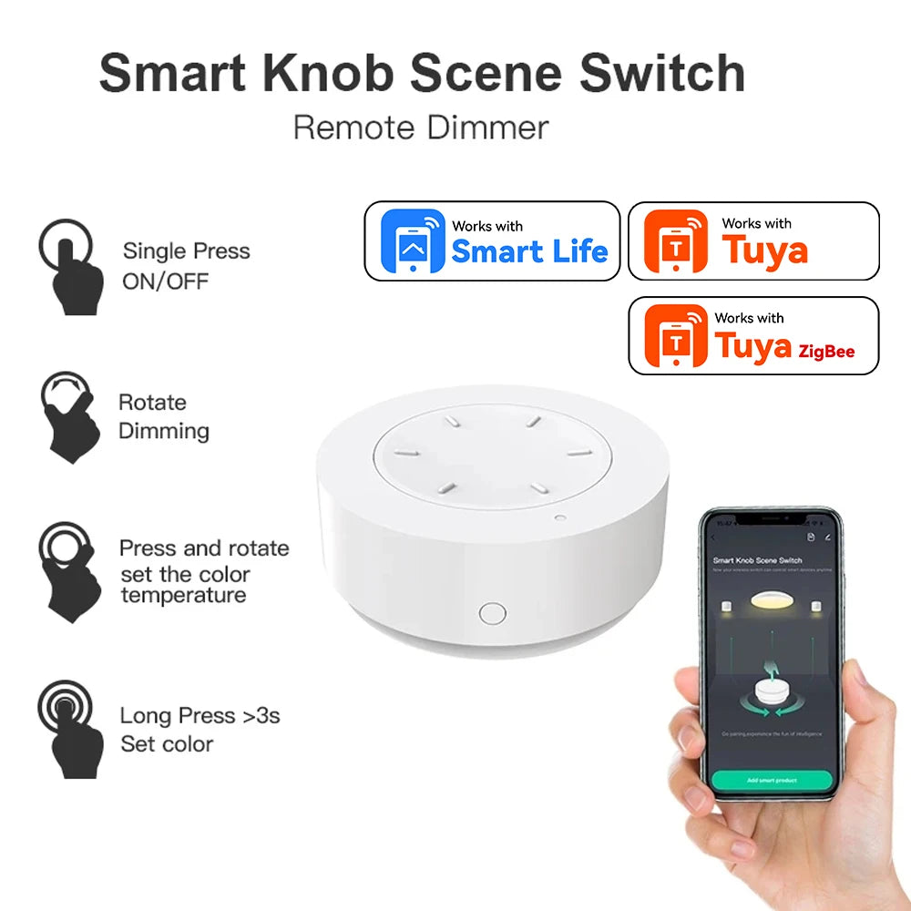 Tuya ZigBee Smart Knob Scene Switch — Lights, Curtains & More