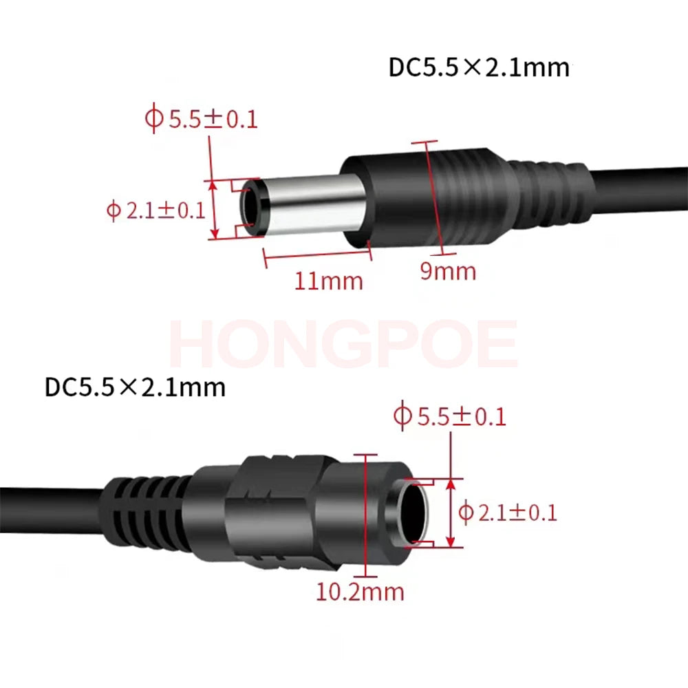 DC Power Splitter Cable — 1 to 8 Way, 5V/12V for LED & CCTV