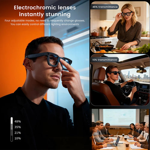 AI Smart Glasses — HD Photo & Video, 100+ Language Translation, Bluetooth