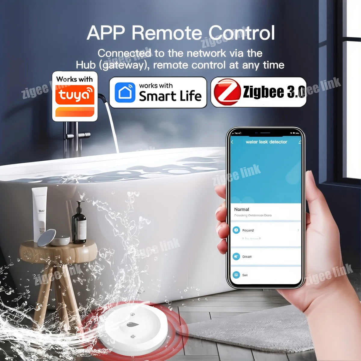 Tuya ZigBee 3.0 Smart Water Leak Sensor — Kitchen & Bathroom Flood Alert