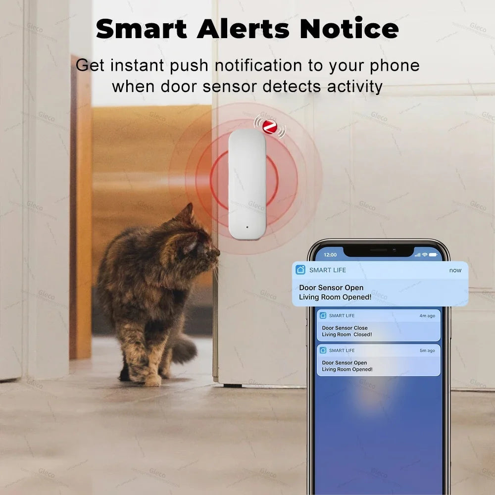 ZigBee Smart Door & Window Sensor — Tuya App, Home Assistant