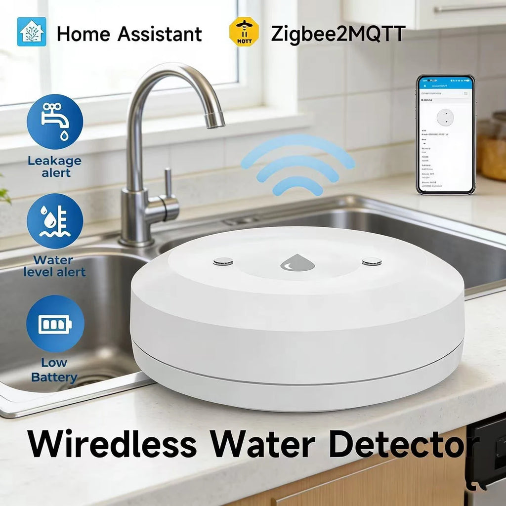 Zigbee 3.0 Smart Water Leak Sensor — Kitchen & Bathroom Flood Detector