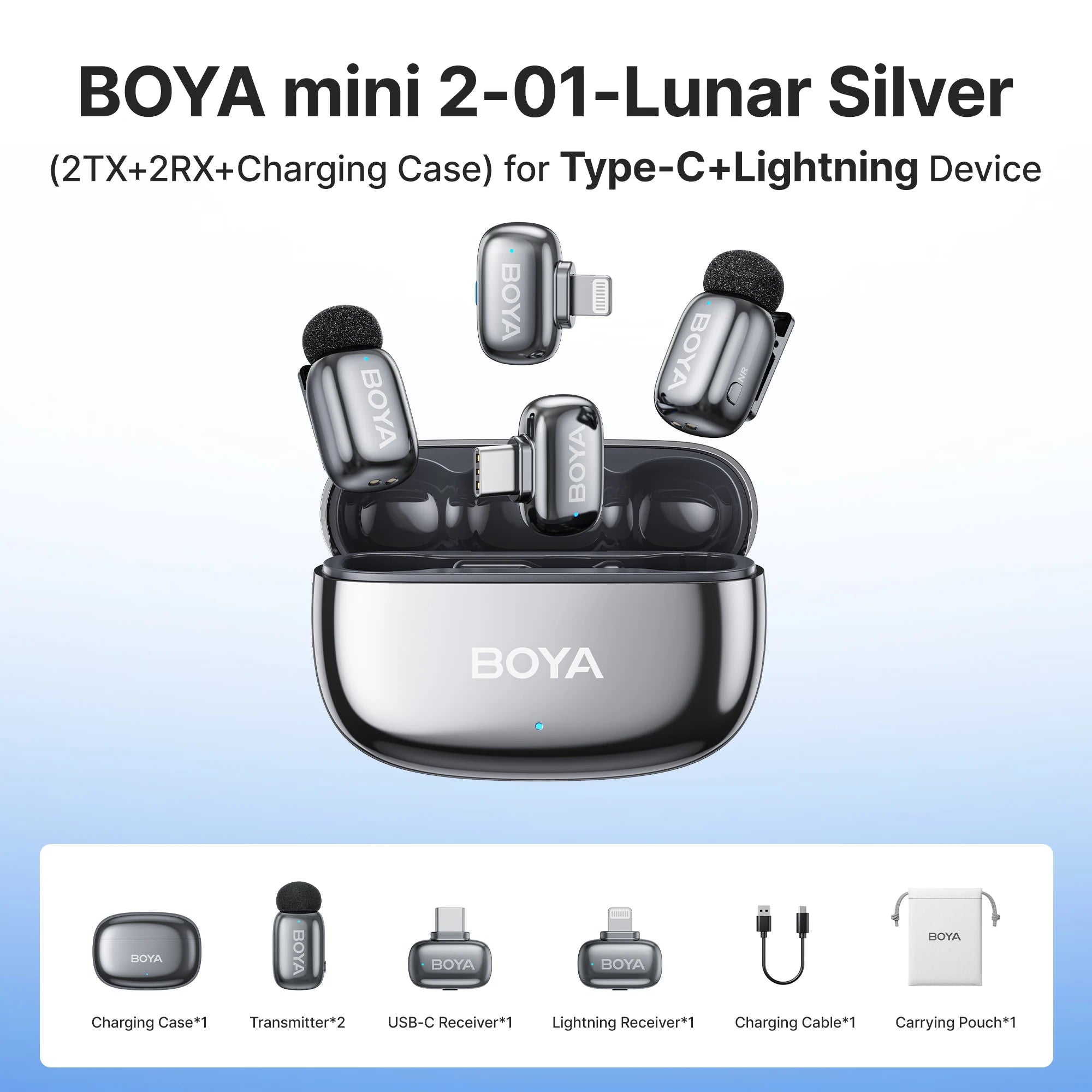 BOYA Mini 2 Wireless Lavalier Mic with AI Noise Reduction