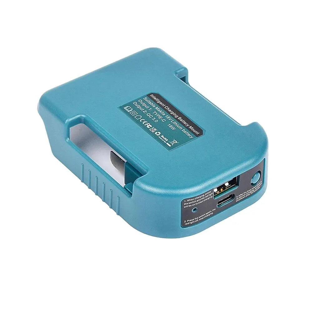 Makita 18V Battery USB & USB-C Power Adapter - Portable Charger for Job Site