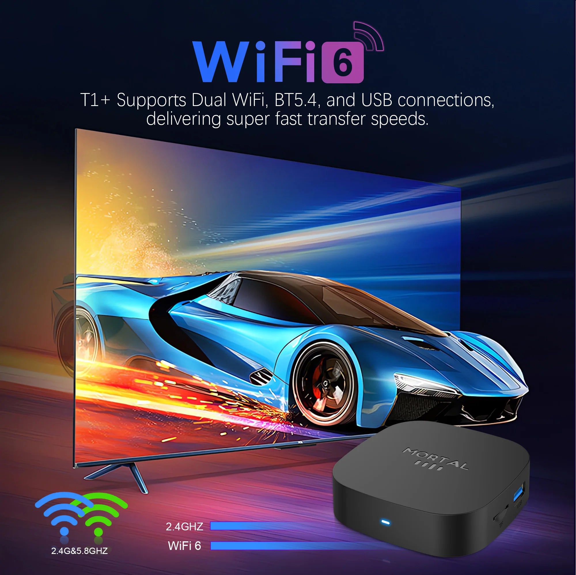 T1+ Smart TV Box Android 16 — 8K Ultra HD, WiFi 6, 8GB RAM, 128GB
