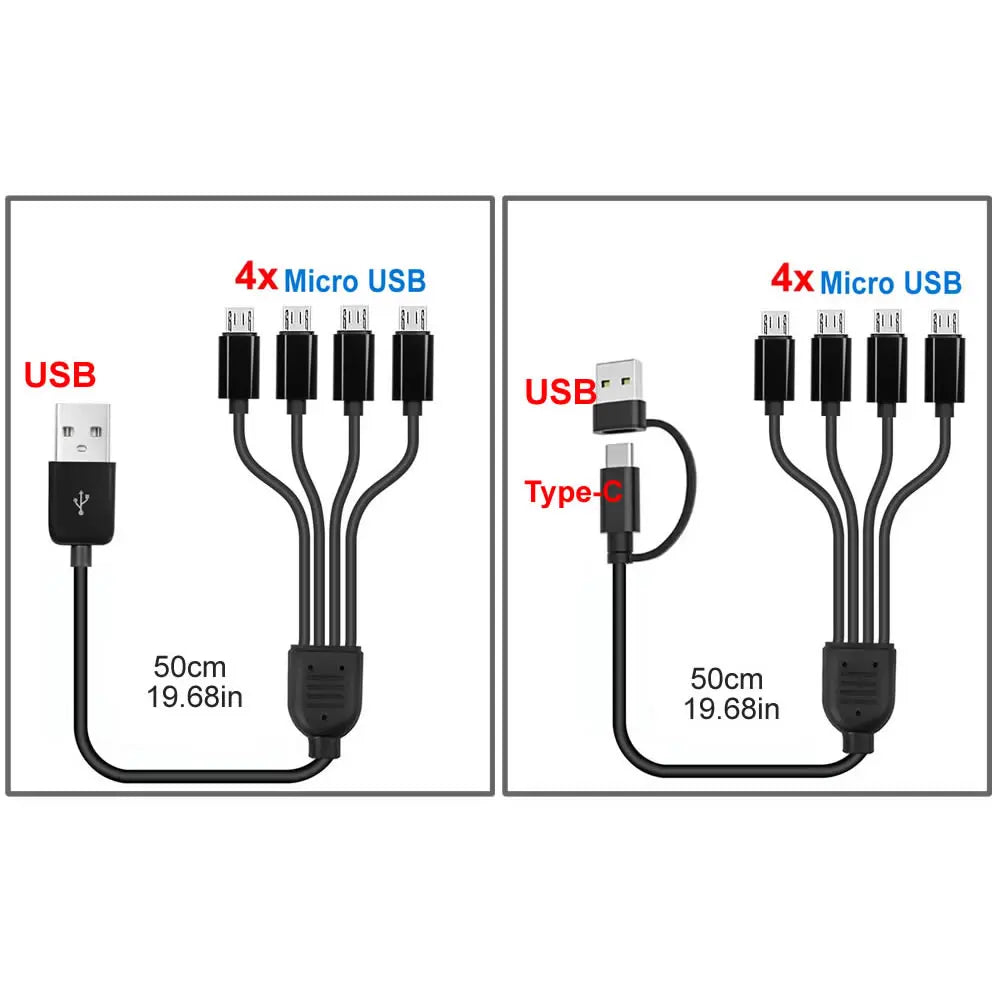 4-in-1 Multi USB Charging Cable — USB-C, Micro USB & PD Splitter