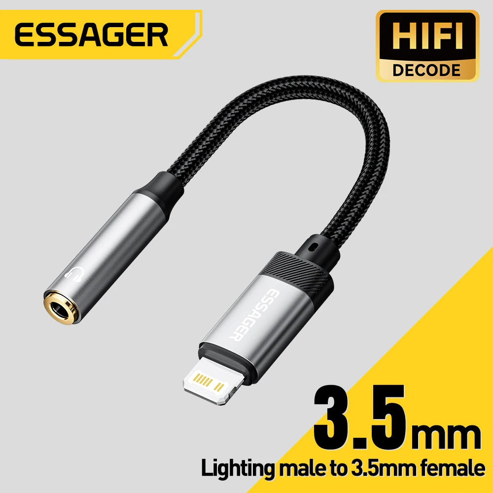 Essager Lightning & USB-C to 3.5mm Audio Adapter