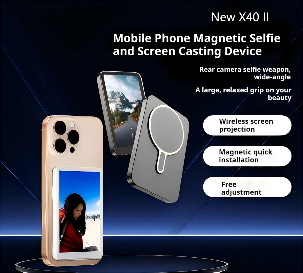 Magnetic Phone Monitor - Real-Time Selfie & Rear Camera Display