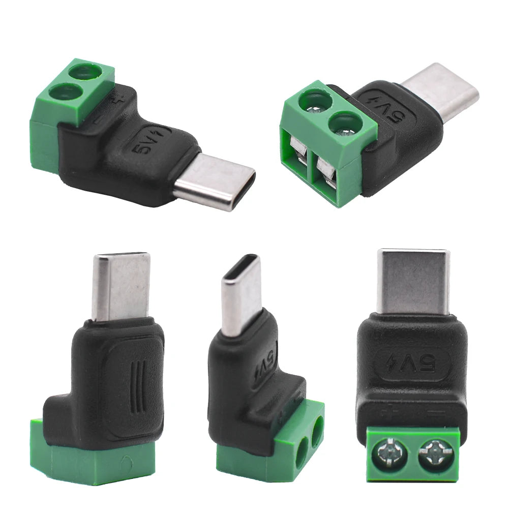 USB-C to 2-Pin No-Solder Quick Connect Terminal Adapter - 5 Pack