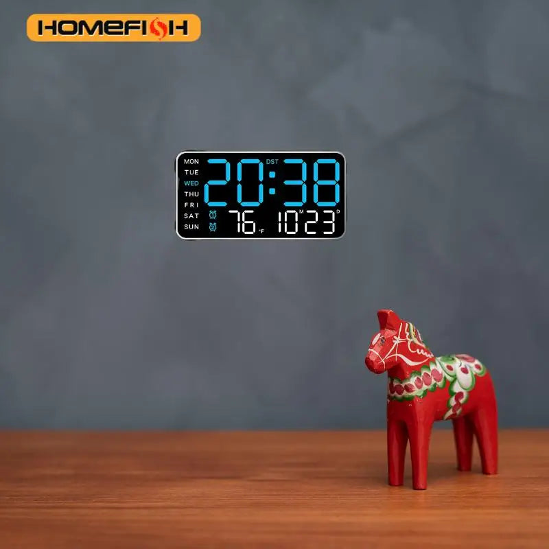 Giant LED Digital Wall Clock with Remote — Time, Temp & Date Display