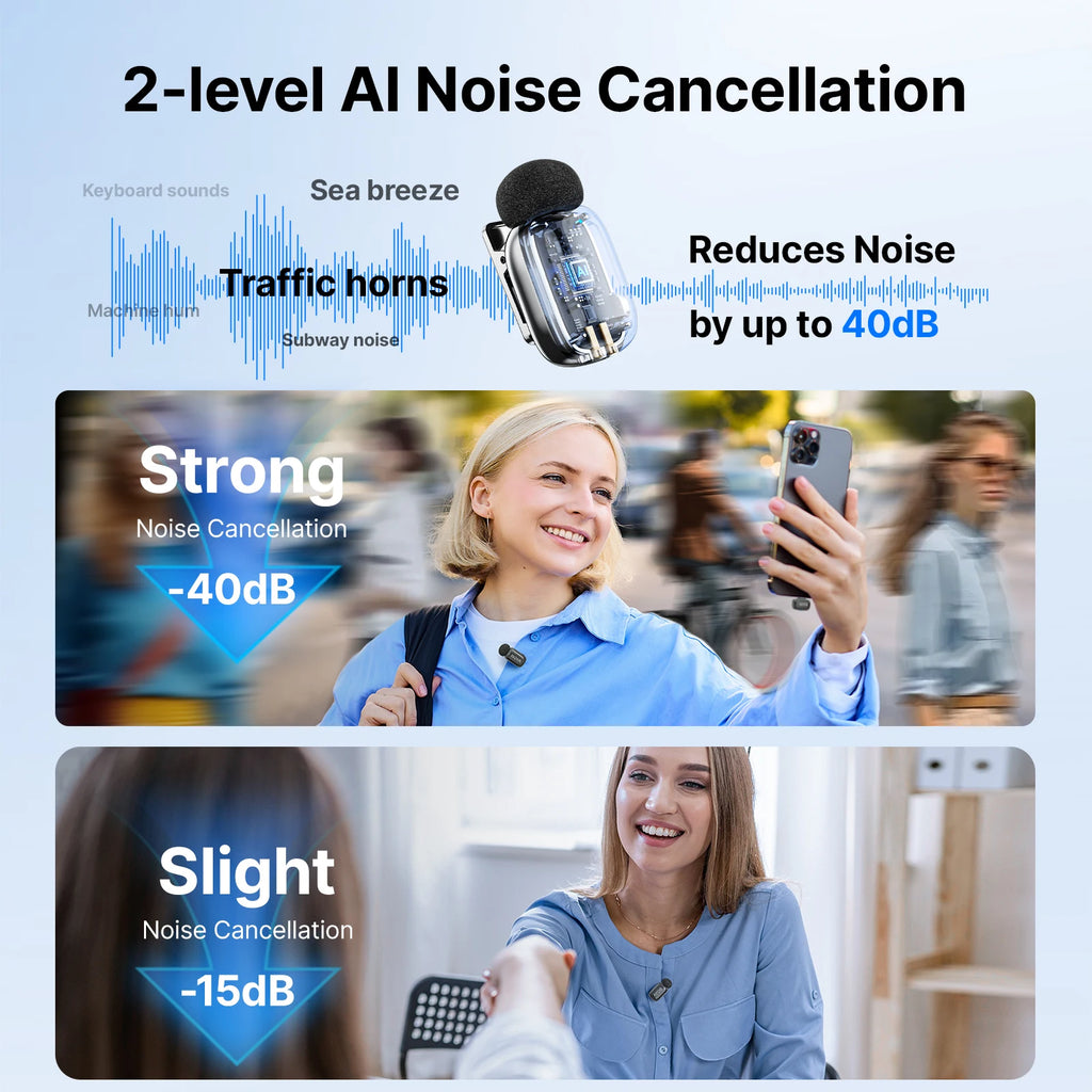 BOYA Mini 2 Wireless Lavalier Mic with AI Noise Reduction