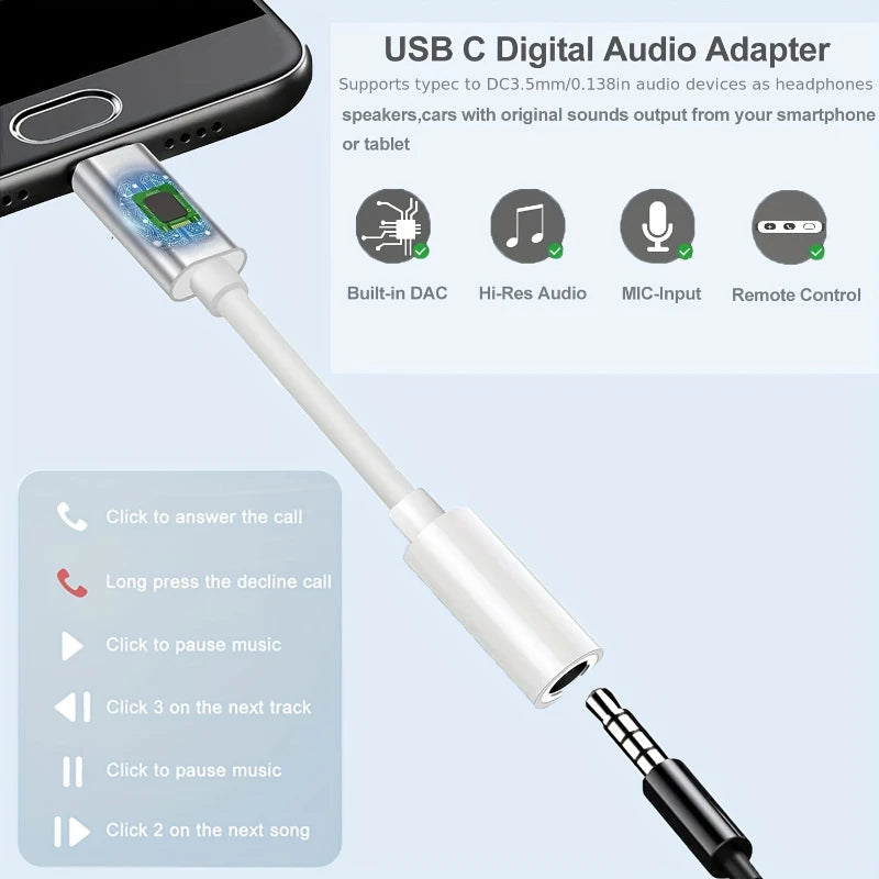 USB-C & Lightning to 3.5mm Audio Adapter