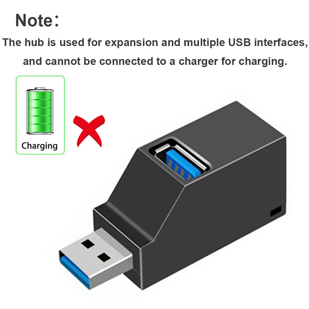 USB 3.0 Mini Hub — 1 to 3 Port Splitter for PC & Laptop