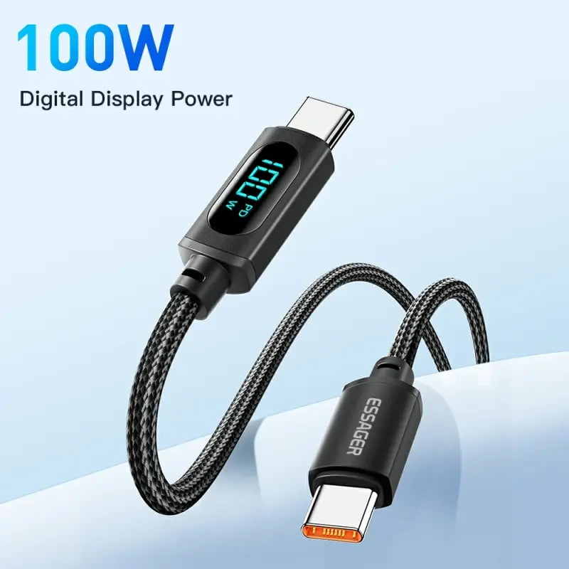 Essager 100W USB-C to USB-C Fast Charging Cable with LED Display