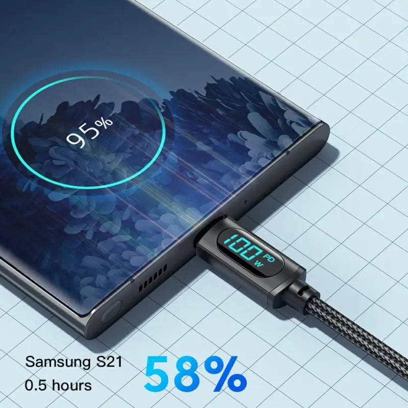 Essager 100W USB-C to USB-C Fast Charging Cable with LED Display