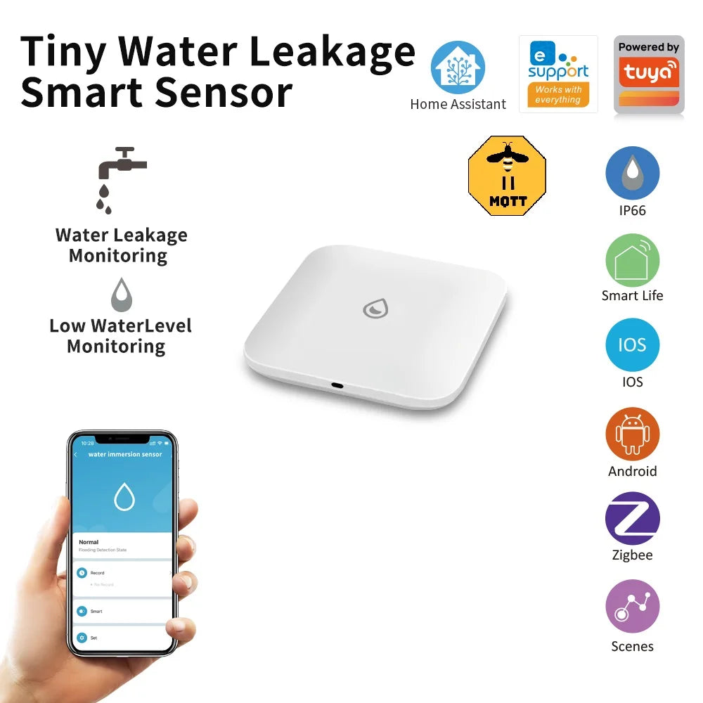 ZigBee Smart Water Leakage Detector — Tuya, Home Assistant & eWeLink