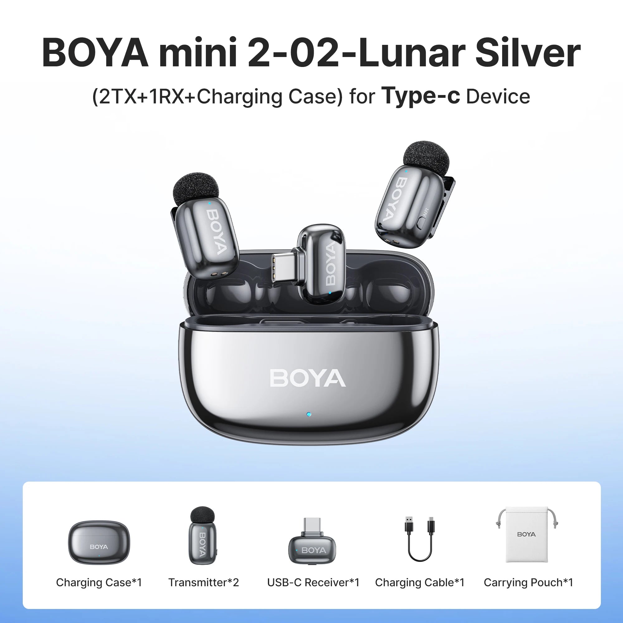 BOYA Mini 2 Wireless Lavalier Mic with AI Noise Reduction
