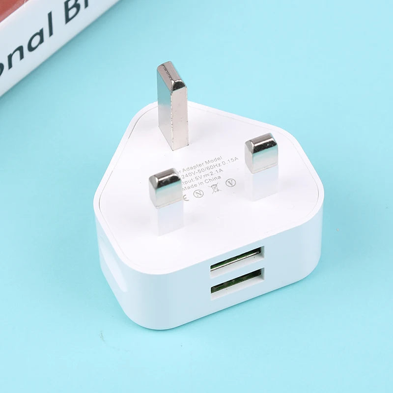 UK 3-Pin Wall Charger with USB Ports