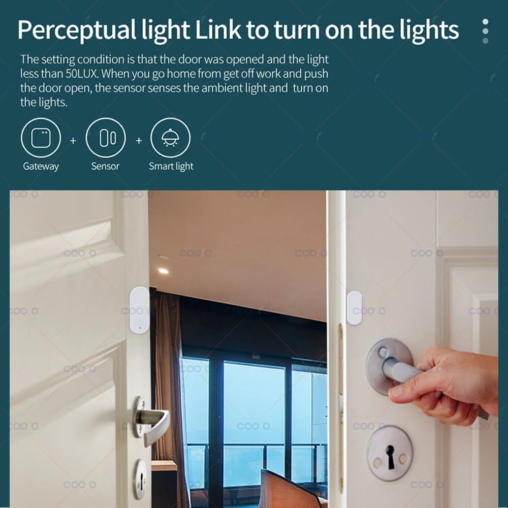 Smart ZigBee Door & Window Sensor with Light Detection & App Alerts